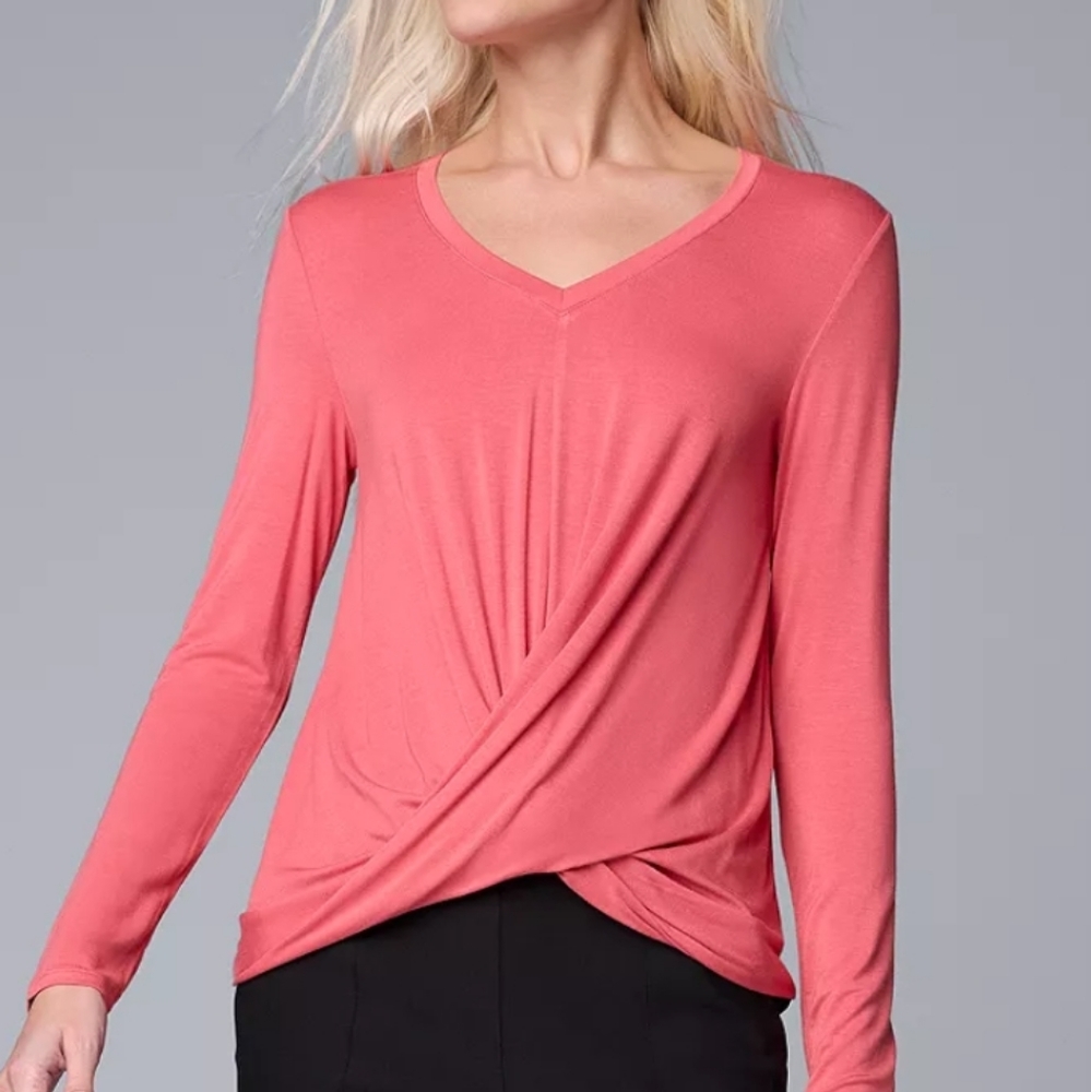 Simply Vera Wang Twist Long Sleeve Blouse